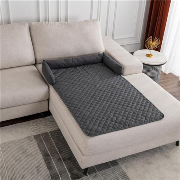 Calming Dog Bed Mat for Couch, Calming Dog Couch Bed with 3 Side Dog Pillow - Picture 7 of 7